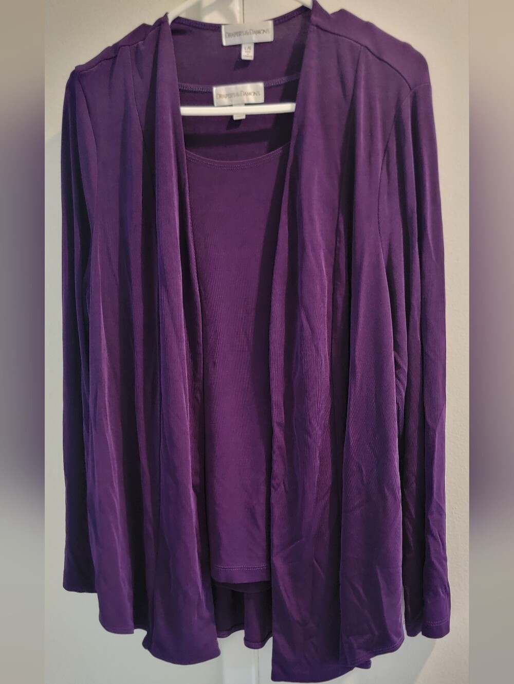 Draper's & Damon's Women's Purple Set Of Top And Cardigan L